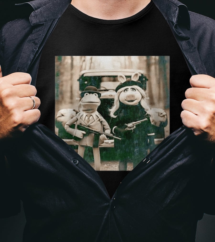 The Muppets Kermit The Frog Miss Piggy Gangster T-Shirt