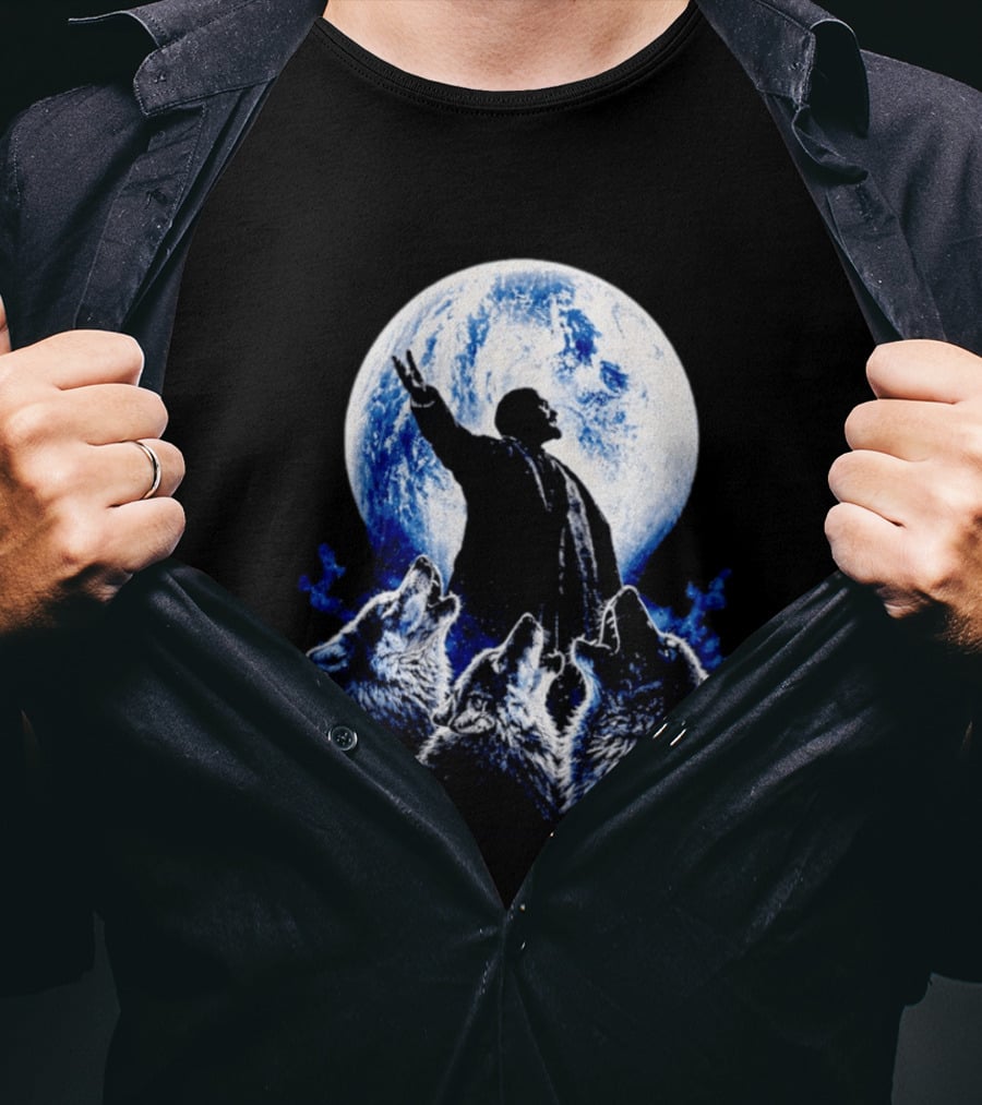 Vladimir Lenin Moon Wolves Howling Speaker T-Shirt
