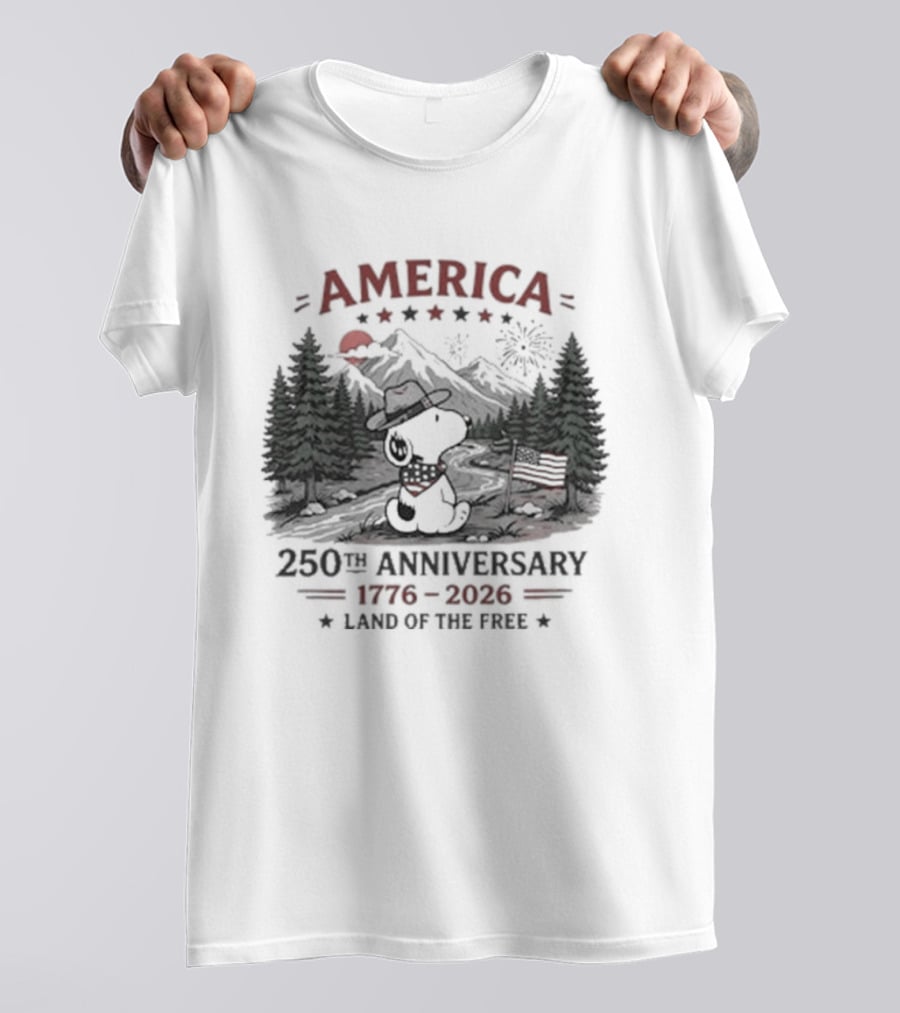 America 250th Anniversary 1776 2026 Land Of The Free Snoopy Peanuts T-Shirt