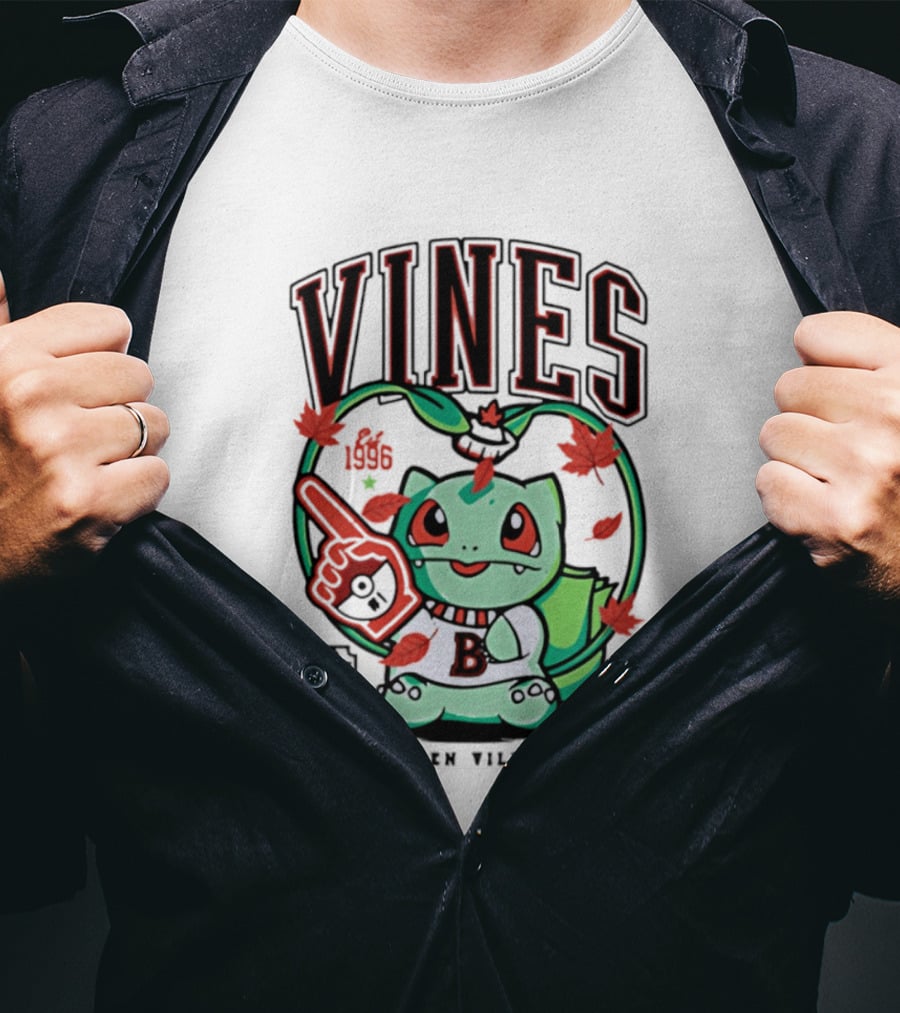 Vines Bulbasaur Hidden Village Varsity League 1996 T-Shirt