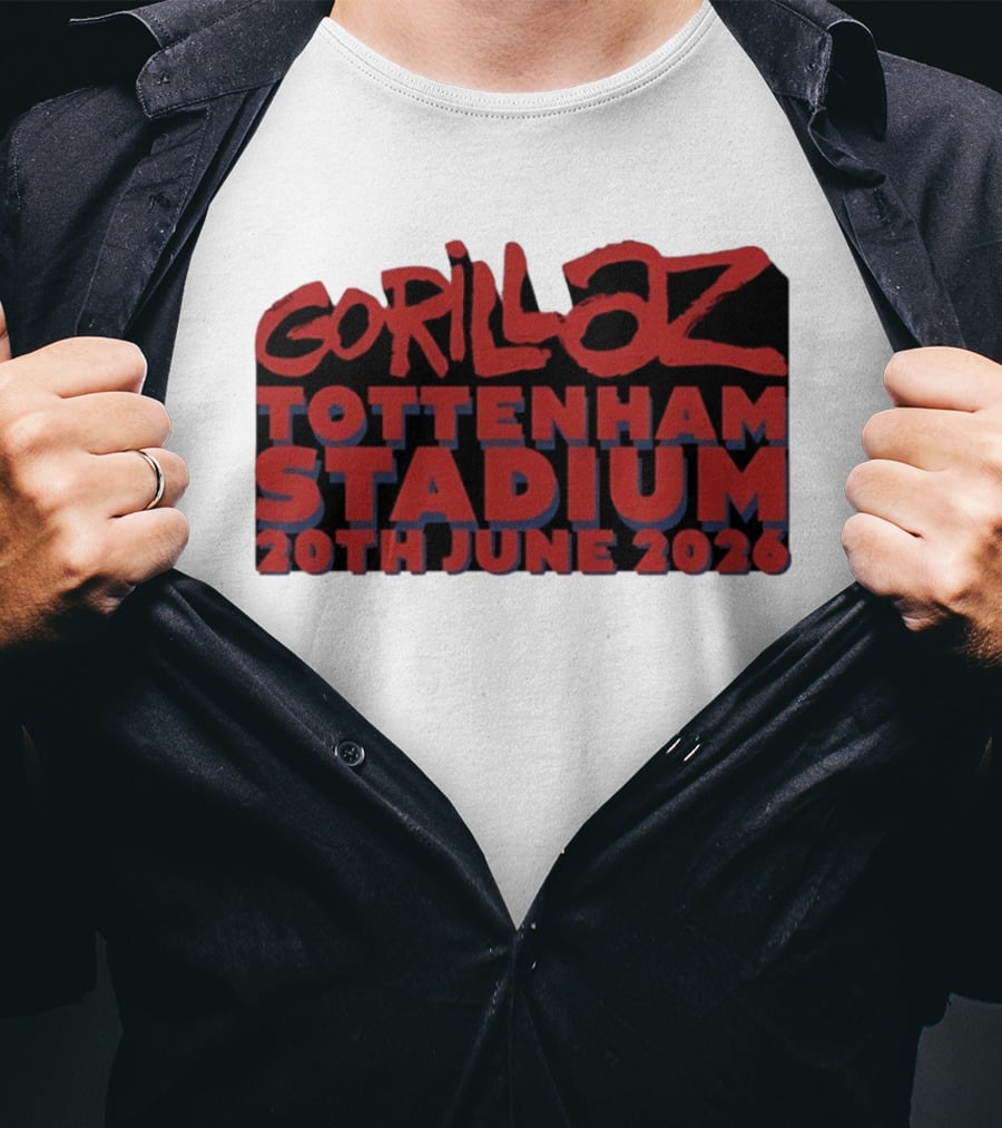 Gorillaz Tottenham Stadium 20th June 2026 Concert Music Event Tour T-Shirt
