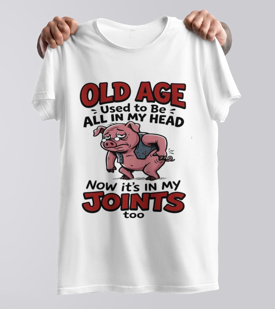 Old Age Used To Be All In My Head Now It's In My Joints Too Pig T-Shirt