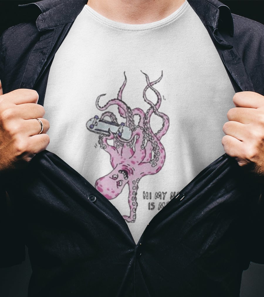 Hi My Name Is Mark Original Handplant Octopus Skateboarding T-Shirt