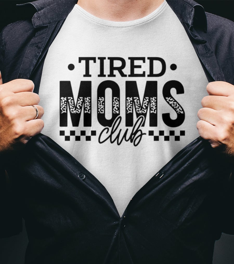 Tired Moms Club Leopard Checkered T-Shirt
