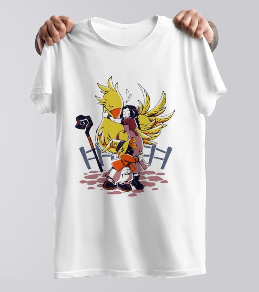 Aerith Gainsborough Vivi Ornitier Chocobo Hug Fantasy Characters Embrace T-Shirt
