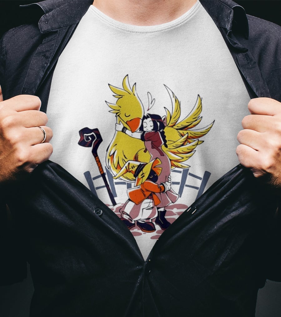 Aerith Gainsborough Vivi Ornitier Chocobo Hug Fantasy Characters Embrace T-Shirt