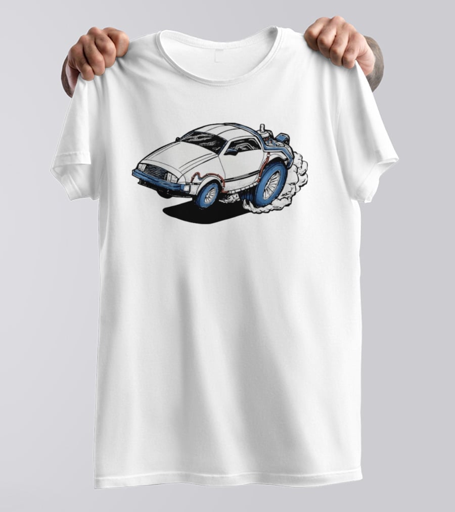 Doc Brown's DeLorean Rat Fink Hot Rod No Time To Lose Racing Car Classic Drawing T-Shirt