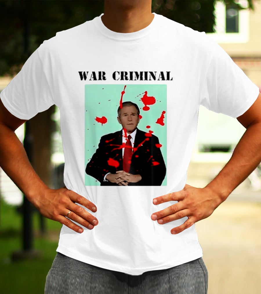 George W. Bush War Criminal Red Paint Splatter Image T-Shirt