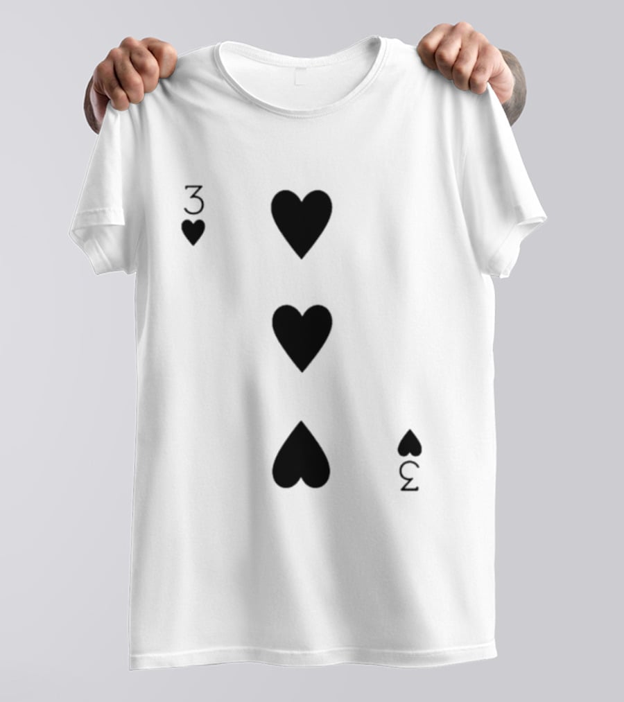 Three Of Hearts Playing Card Design Valentines T-Shirt
