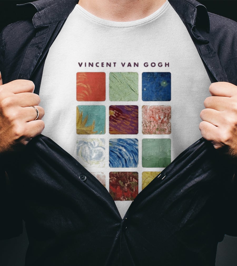 Vincent Van Gogh Paintings Iconic Colors Squares T-Shirt