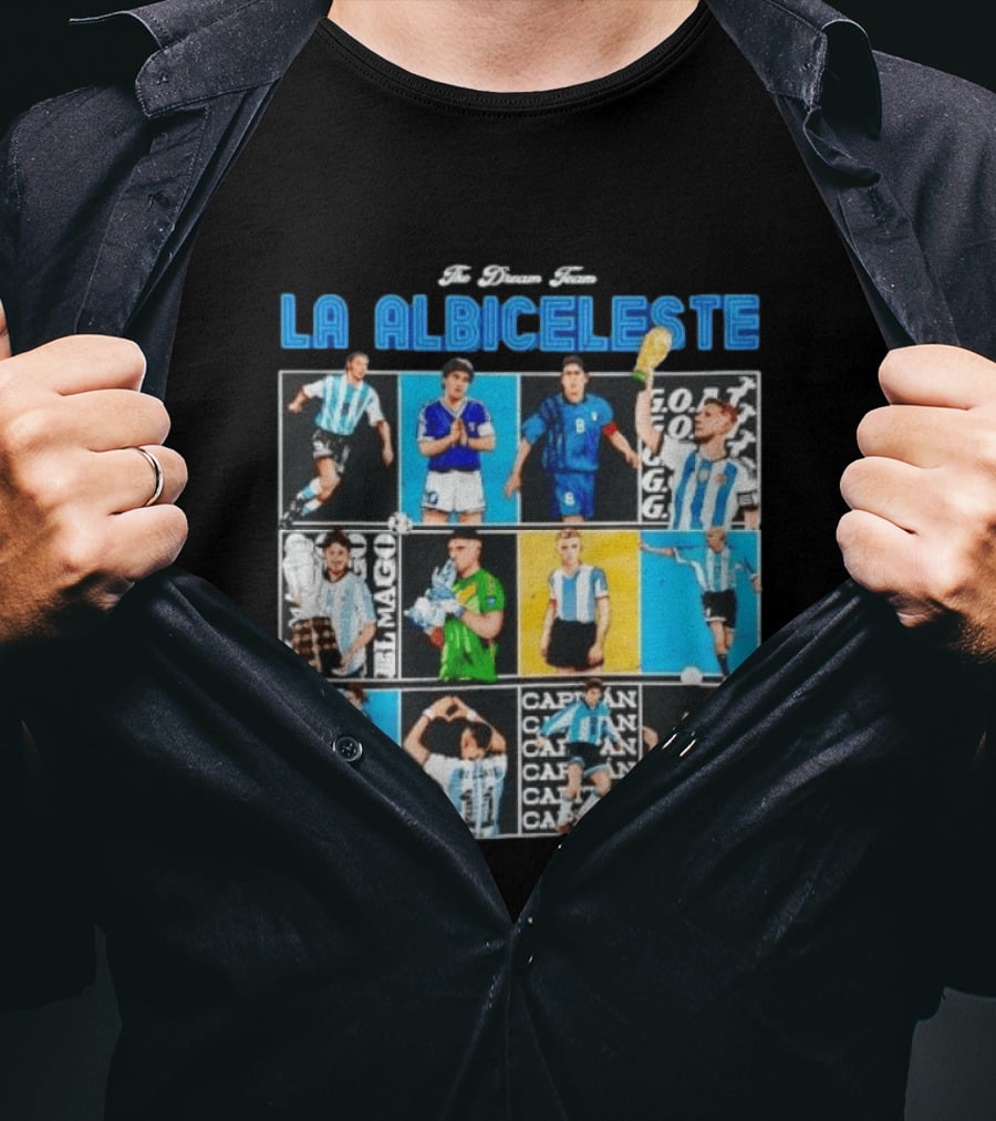 La Albiceleste Football Legends The Dream Team Soccer Series Argentina T-Shirt