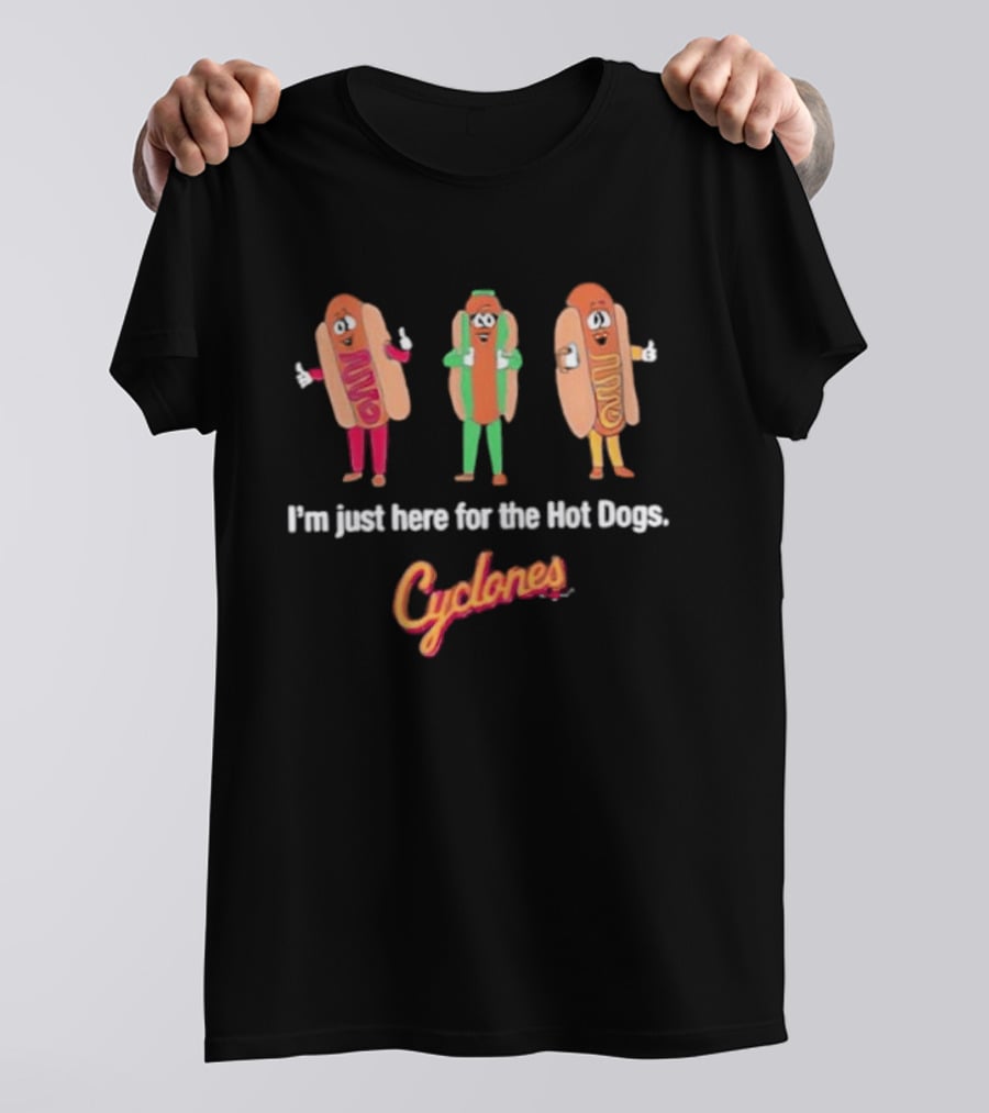 Brooklyn Cyclones Hot Dog Mascots I'm Just Here For The Hot Dogs T-Shirt