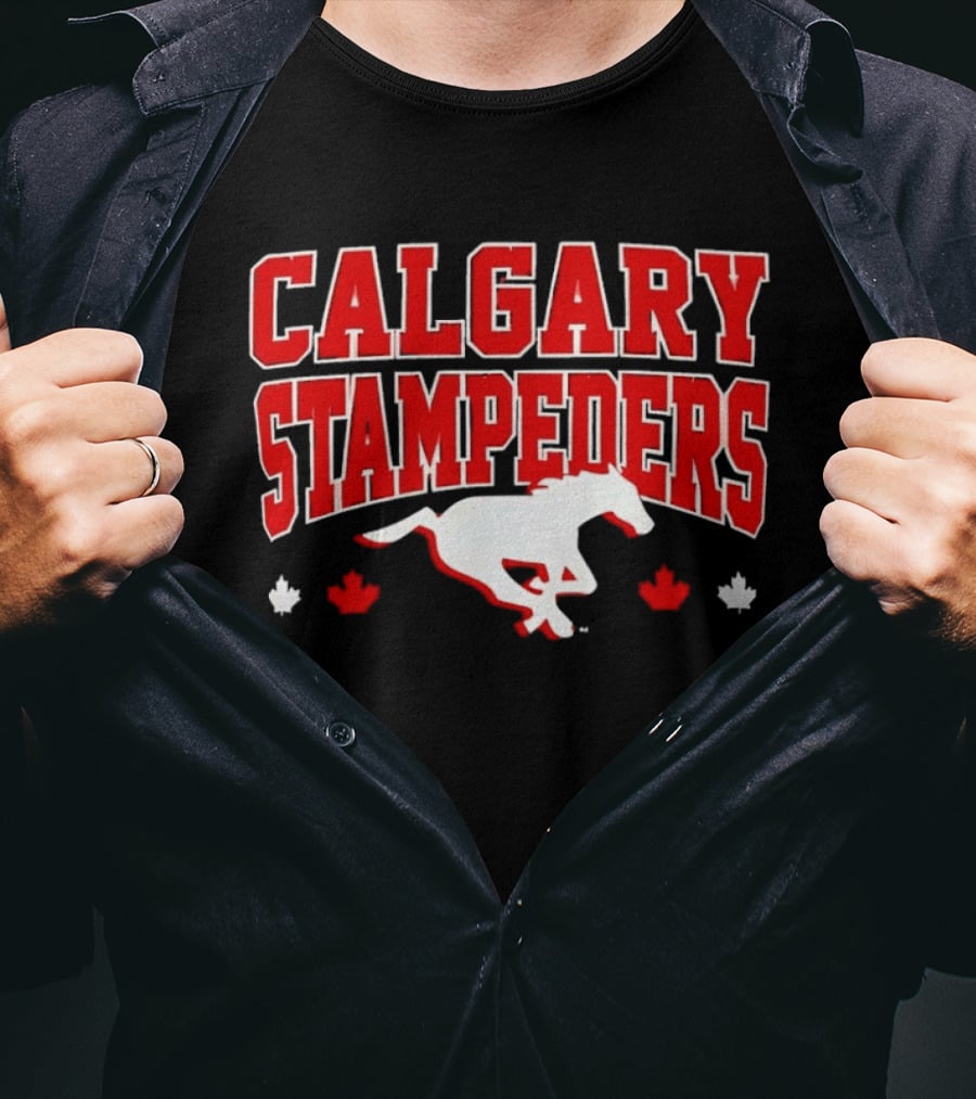 Calgary Stampeders Running Horse Maple Leaf Red Team Spirit T-Shirt