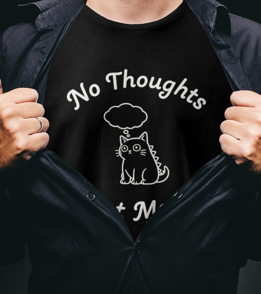 No Thoughts Just Meow Stegosaurus Cat Thought Bubble T-Shirt