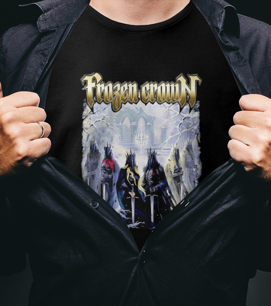 Frozen Crown Dark Fantasy Rulers Sword Wielding Monarchs T-Shirt