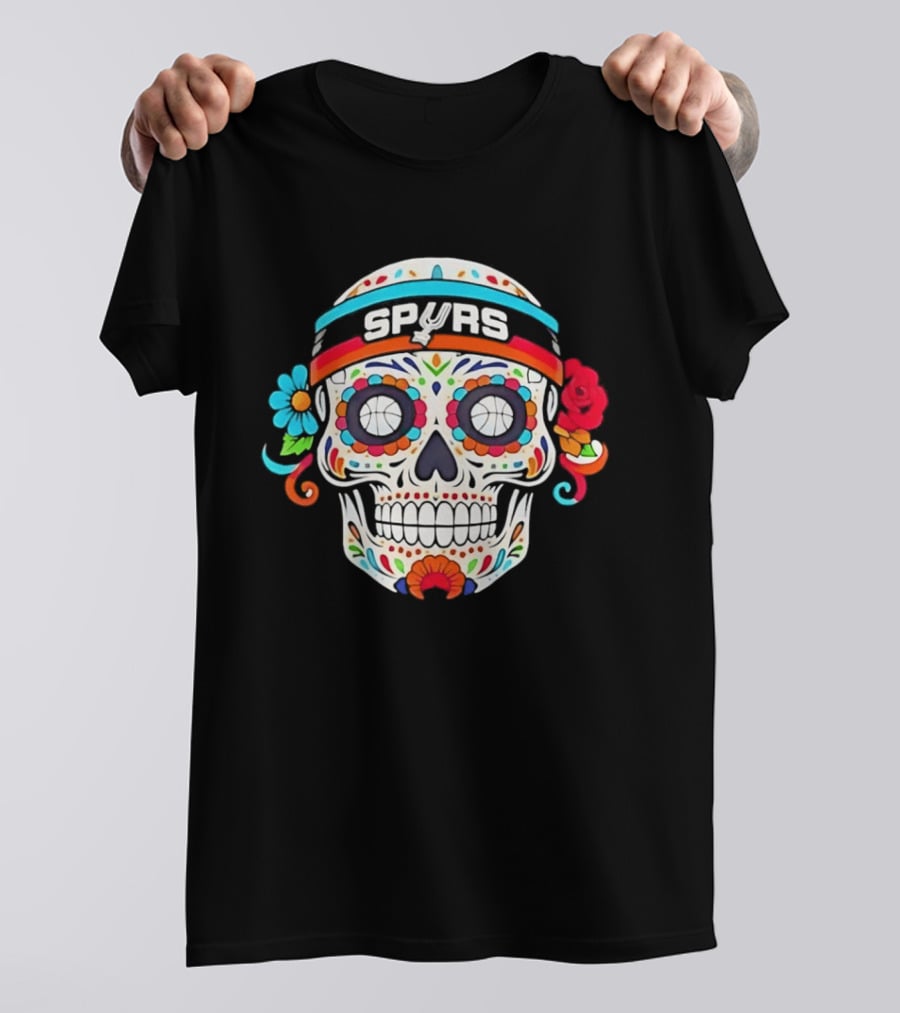 San Antonio Spurs Sugar Skull Day Of The Dead Basketball Fan T-Shirt