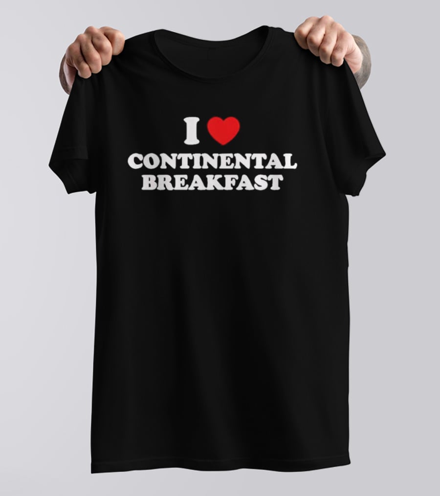 I Heart Love Continental Breakfast Black T-Shirt