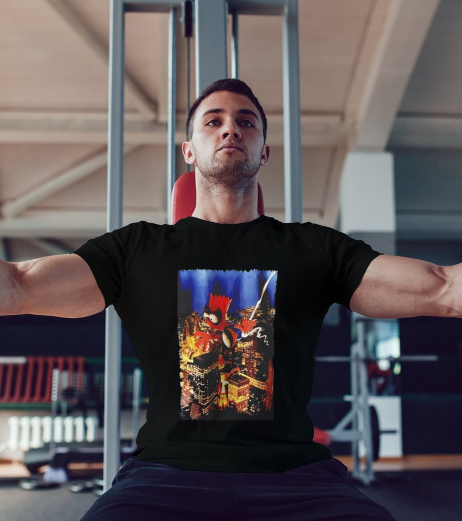 Spider Bart Bartman Swinging Through Cityscape Mexican T-Shirt