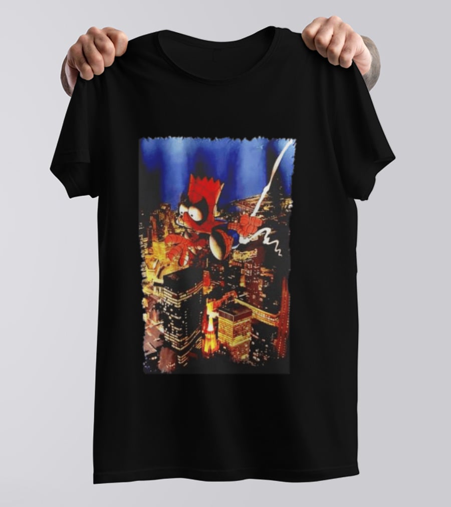 Spider Bart Bartman Swinging Through Cityscape Mexican T-Shirt
