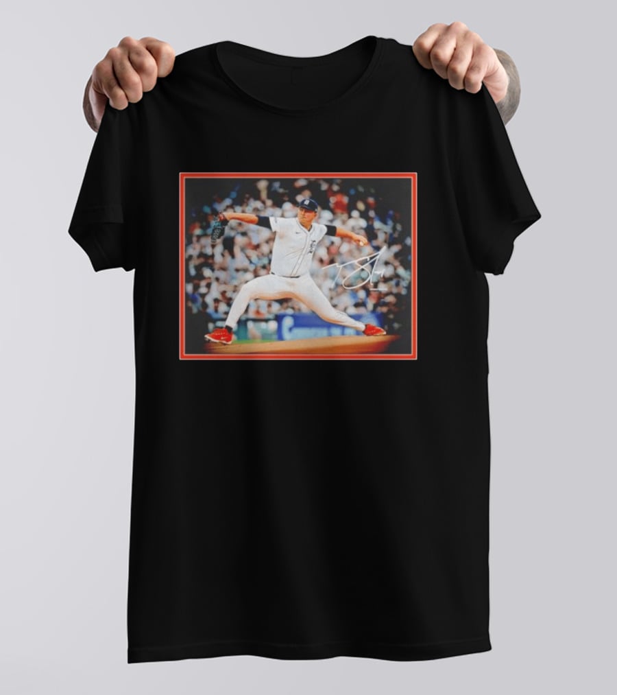 Tarik Skubal Detroit Tigers Pitcher Action Pose MLB Player 2026 Spotlight T-Shirt