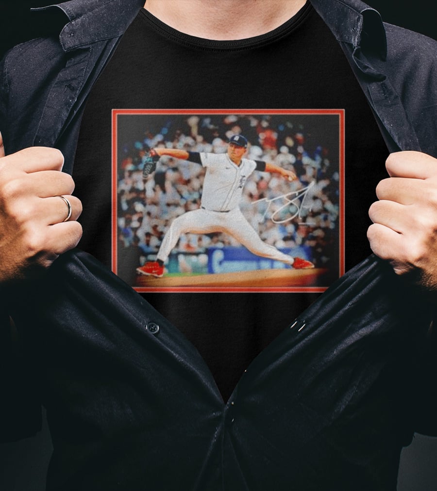 Tarik Skubal Detroit Tigers Pitcher Action Pose MLB Player 2026 Spotlight T-Shirt