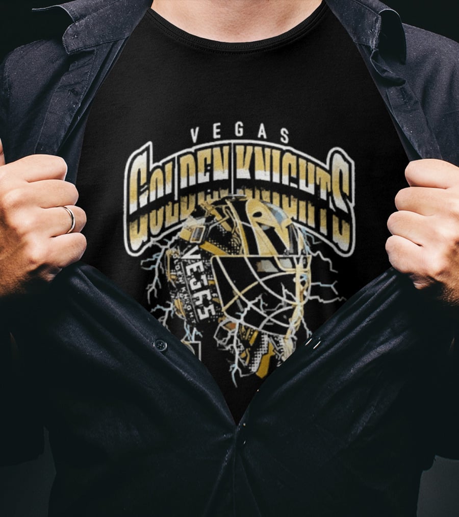 Vegas Golden Knights Goalie Mask Vintage Style Hockey Player Helmet T-Shirt