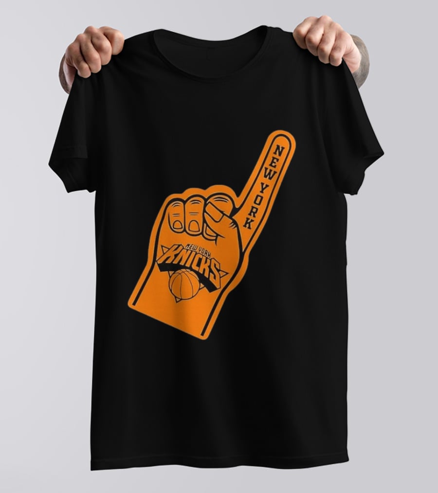 New York Knicks Foam Finger Basketball Fan Gear T-Shirt