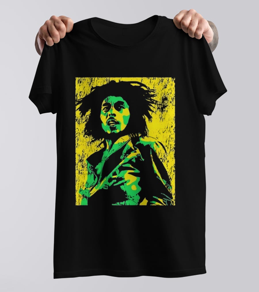 Bob Marley One Love Reggae Art Green Yellow T-Shirt