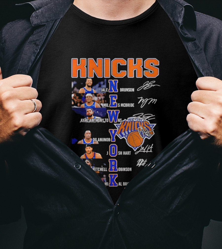 Knicks Jalen Brunson Julius Randle RJ Barrett Josh Hart Mitchell Robinson Immanuel Quickley Quentin Grimes RJ Randle Bridges Knicks Basketball T-Shirt
