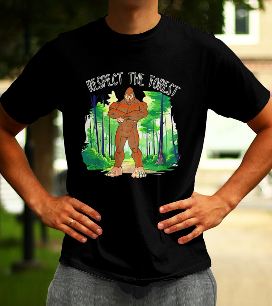 Respect The Forest Bigfoot Cartoon T-Shirt