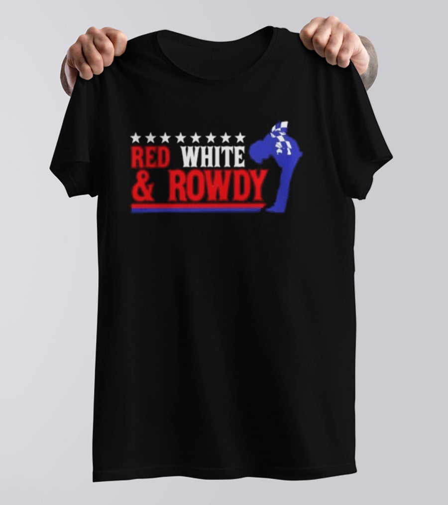 Red White & Rowdy Kyle Busch Racing Stars And Checkered Flag T-Shirt