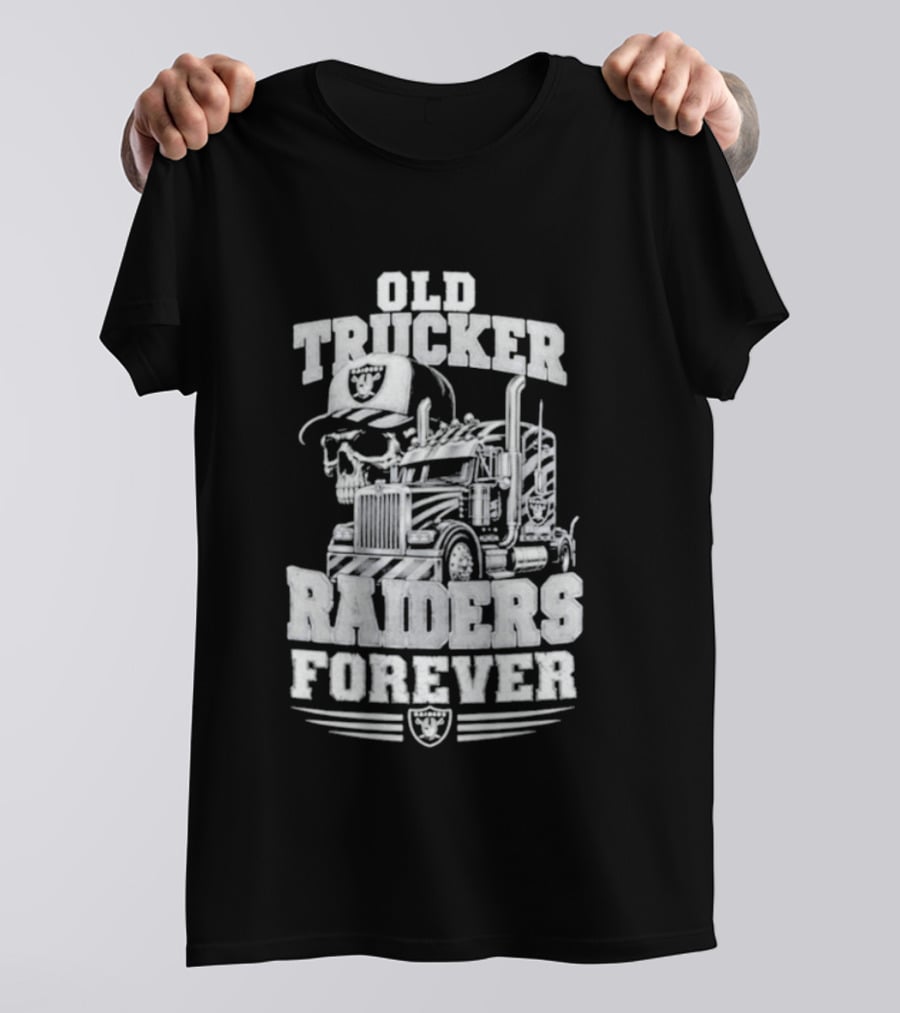 Old Trucker Raiders Forever Skull T-Shirt