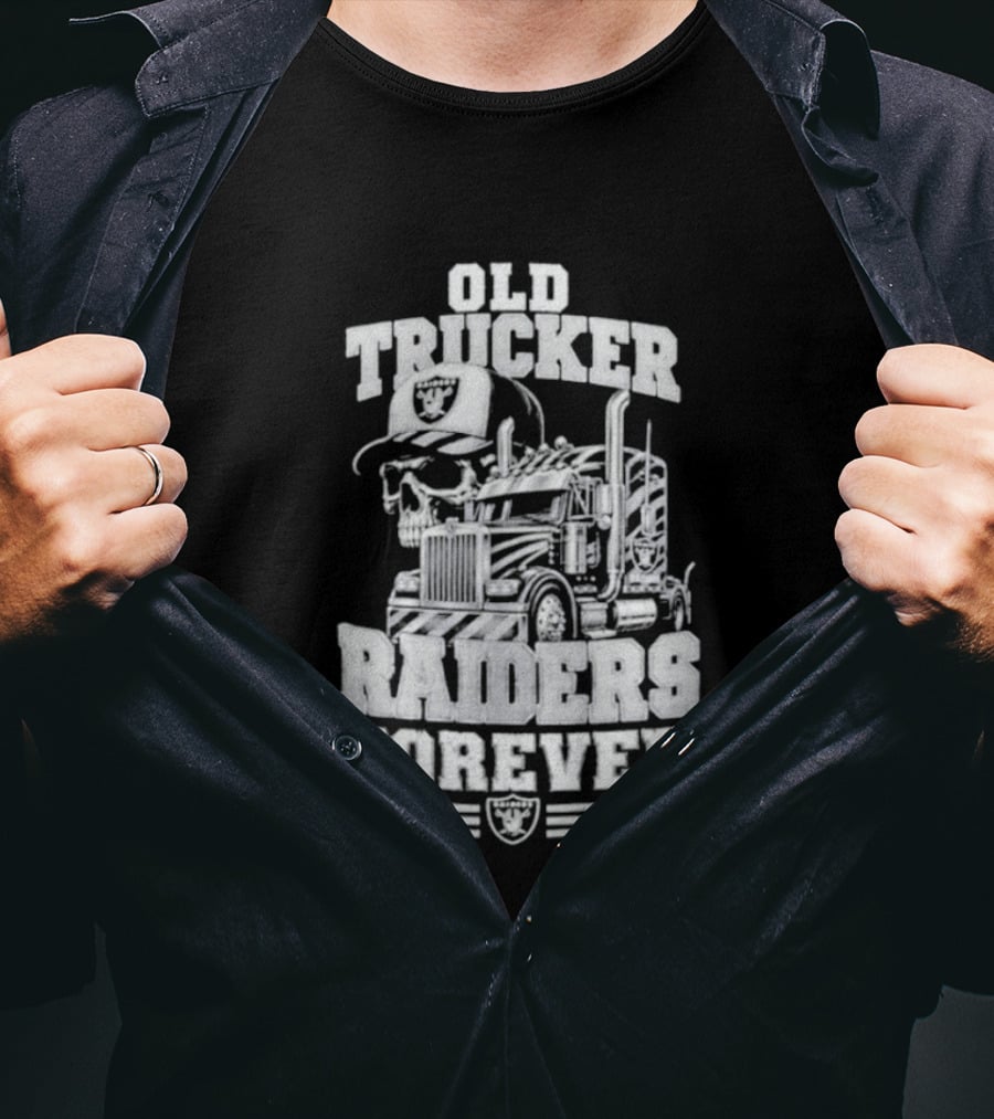 Old Trucker Raiders Forever Skull T-Shirt