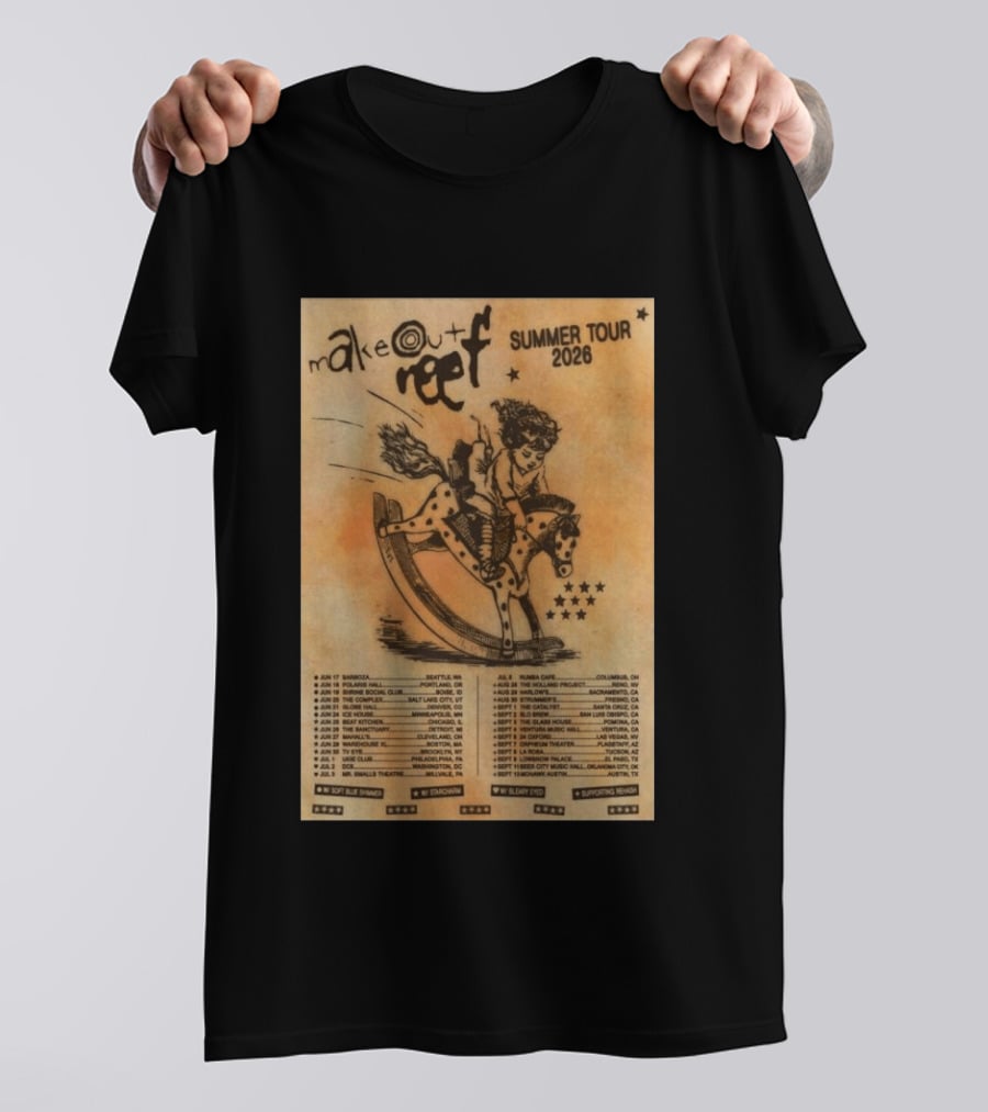 Makeout Reef Summer Tour 2026 With Rocking Horse And Stars T-Shirt