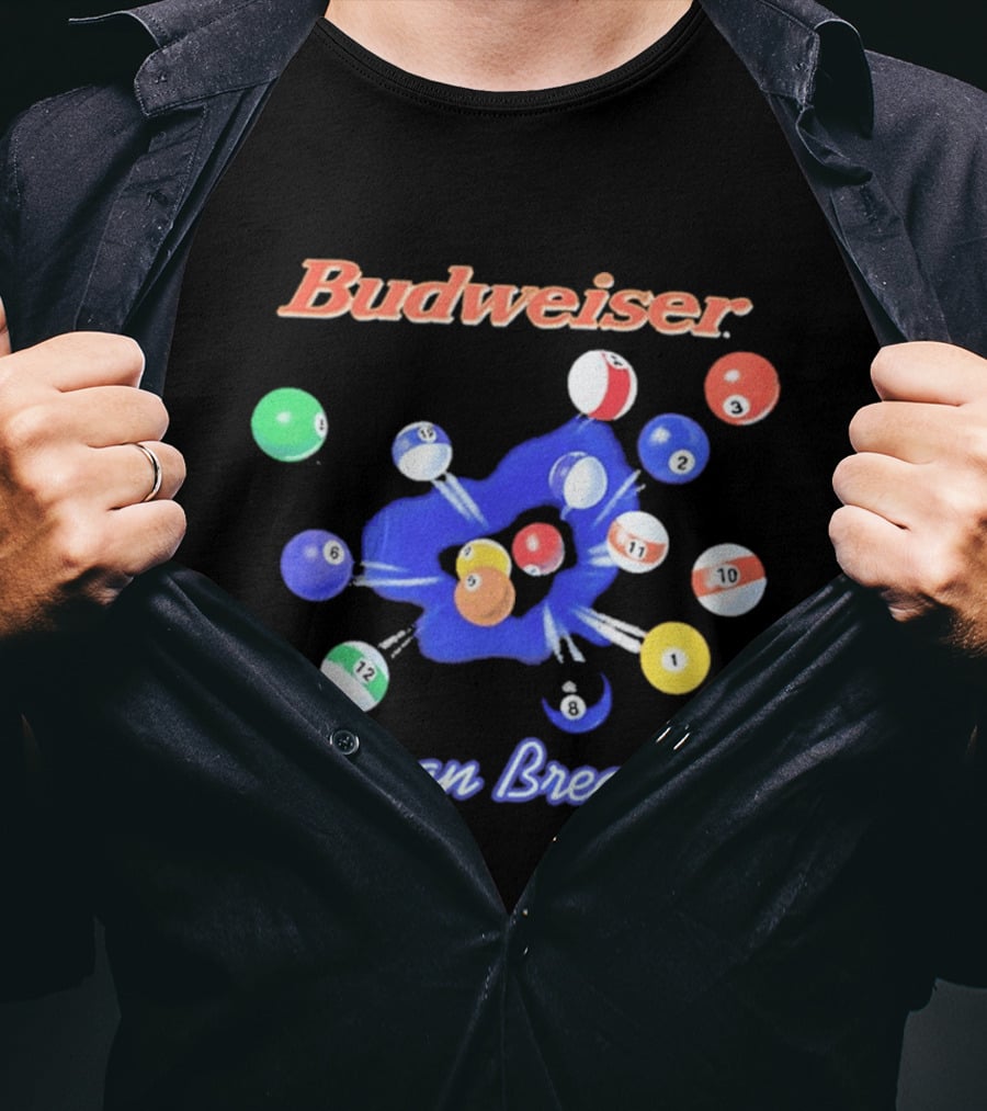 Budweiser Clean Break 90s Heavy Faded Black Pool Balls Splash T-Shirt