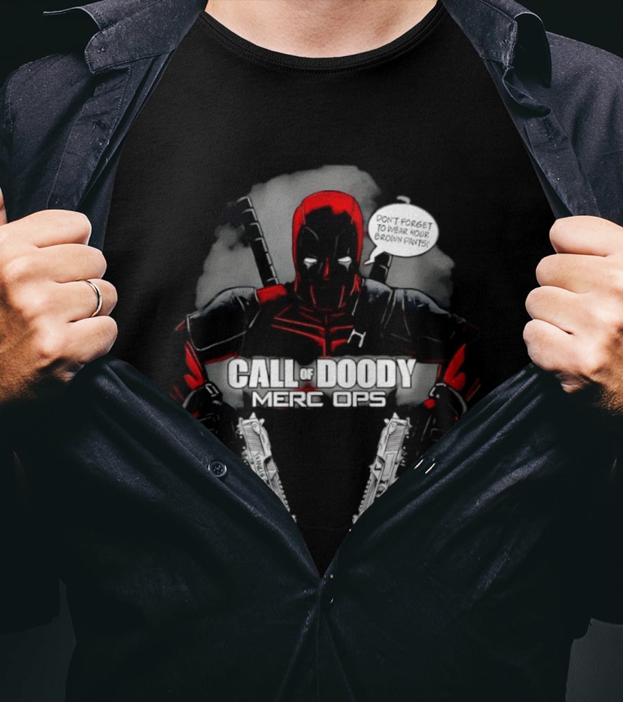 Call Of Doody Merc Ops Brown Pants Deadpool Funny Comic T-Shirt