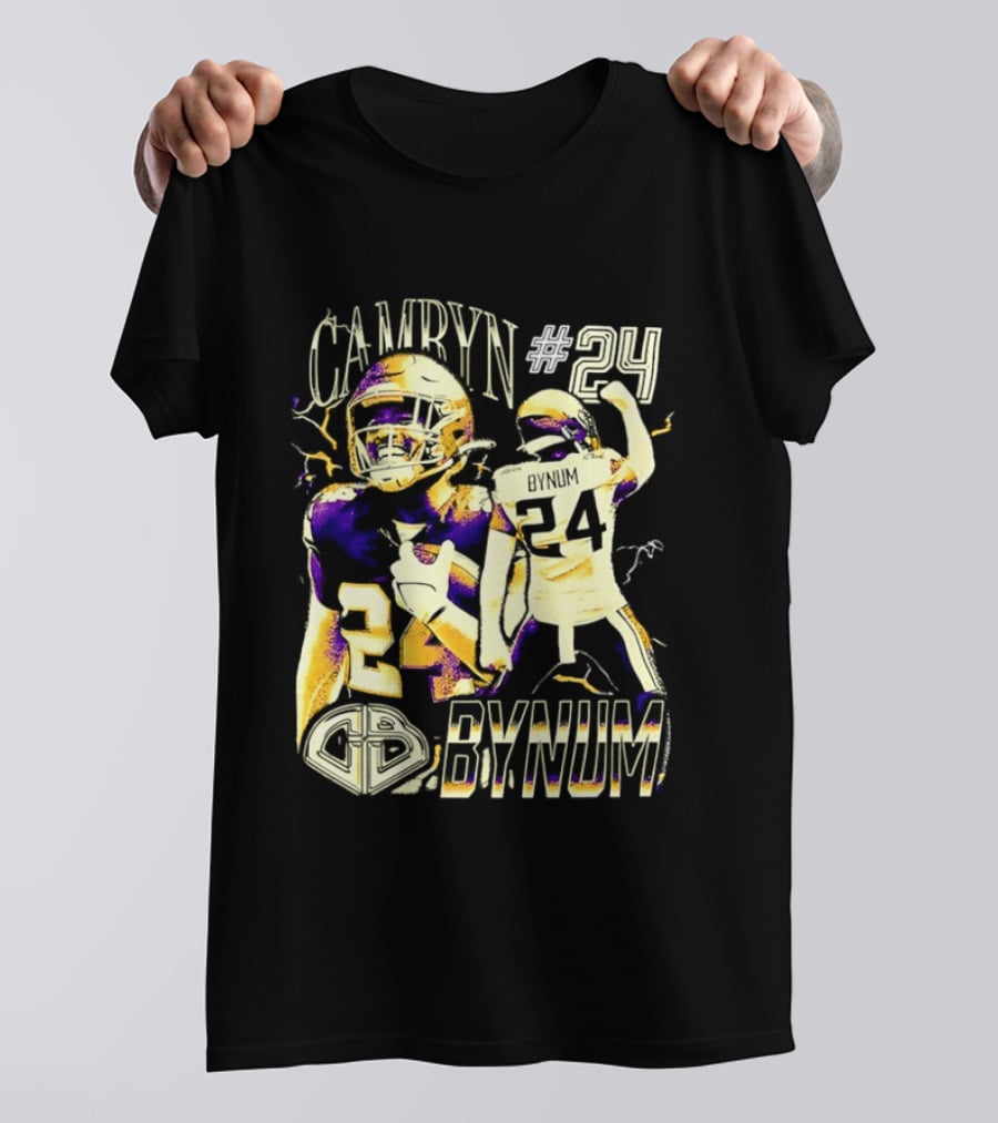 Camryn #24 Bynum Vikings Football Player Lightning T-Shirt