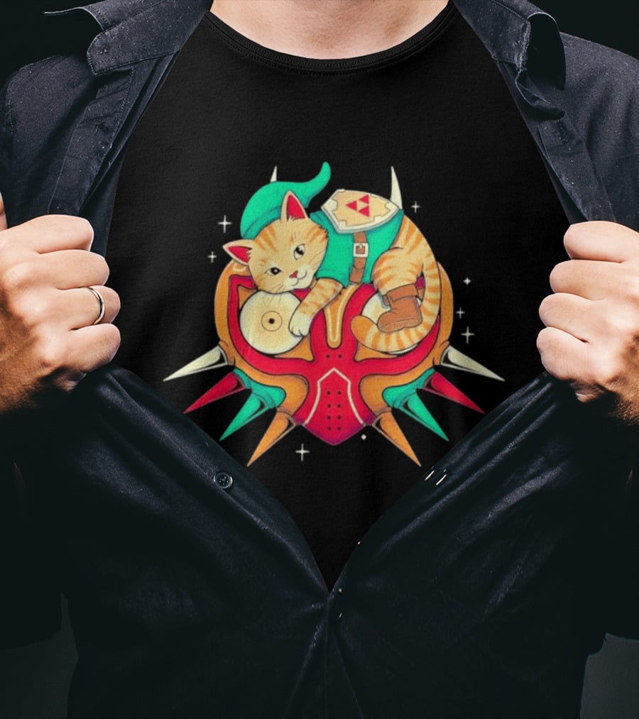 Legend Of Zelda Cat Link Majora's Mask Video Game T-Shirt