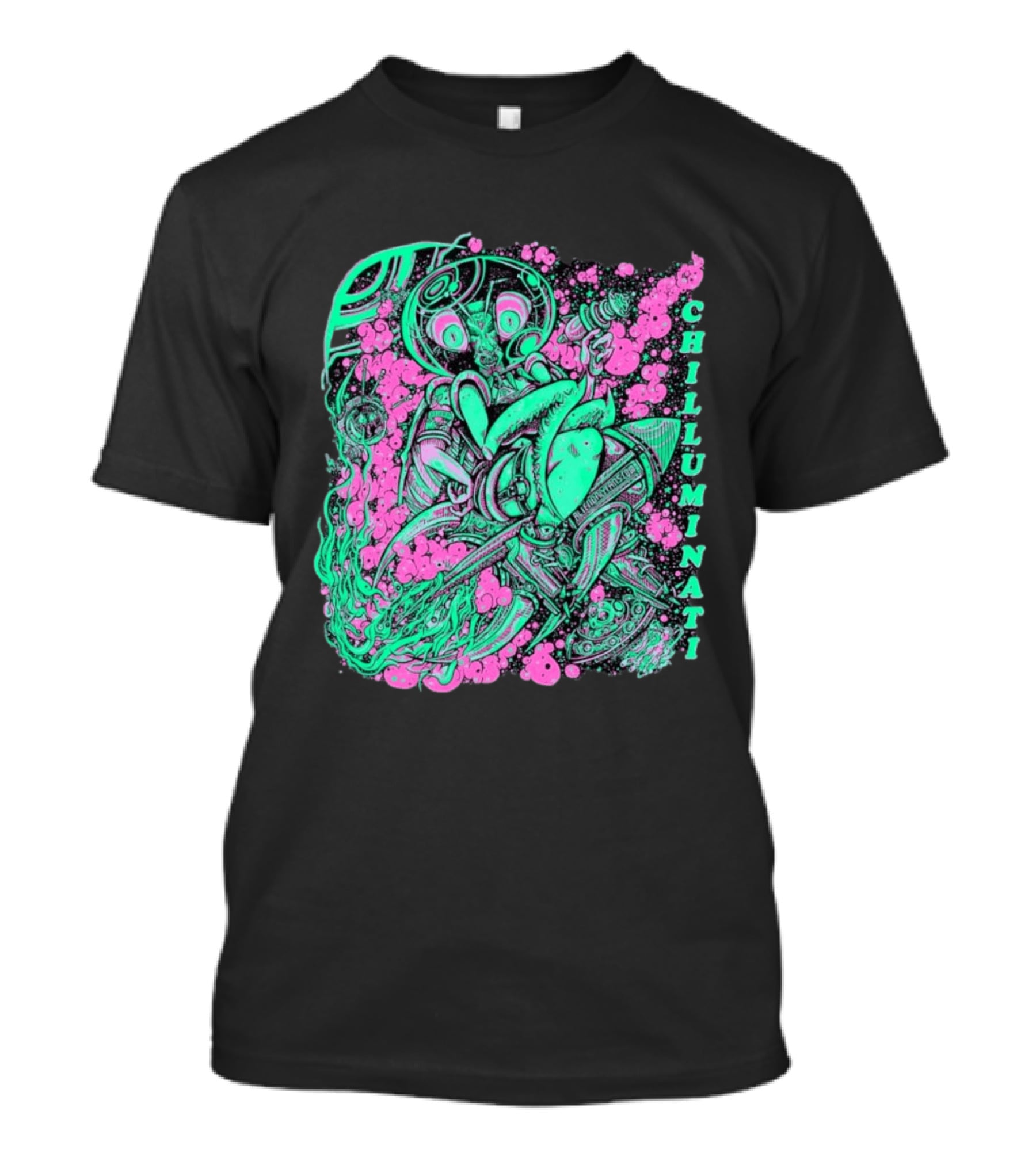 Chilluminati Alien Mantid Retro Comic Style Psychedelic T-Shirt