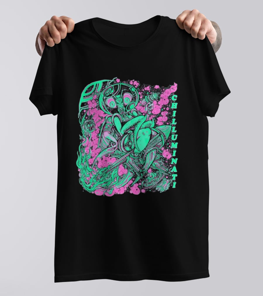 Chilluminati Alien Mantid Retro Comic Style Psychedelic T-Shirt