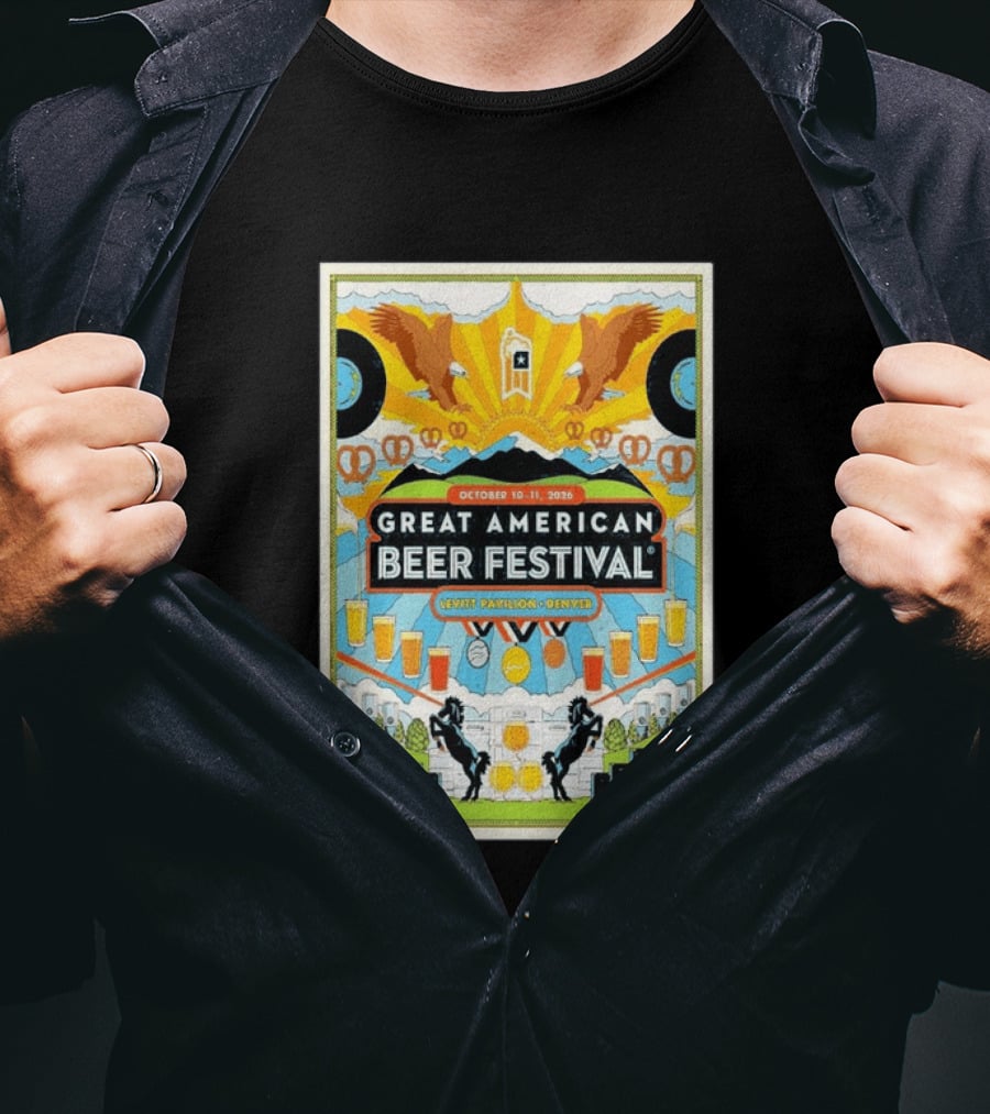 Great American Beer Festival October 10 11 2026 Levitt Pavilion Denver Eagles Pretzels Beer Music T-Shirt