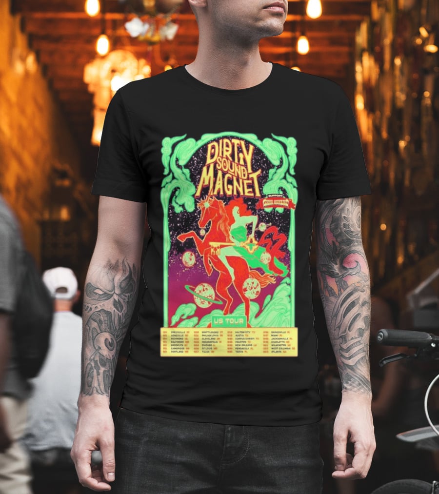 Dirty Sound Magnet US Tour 2026 Cosmic Horse Rider Greensboro To Jacksonville T-Shirt