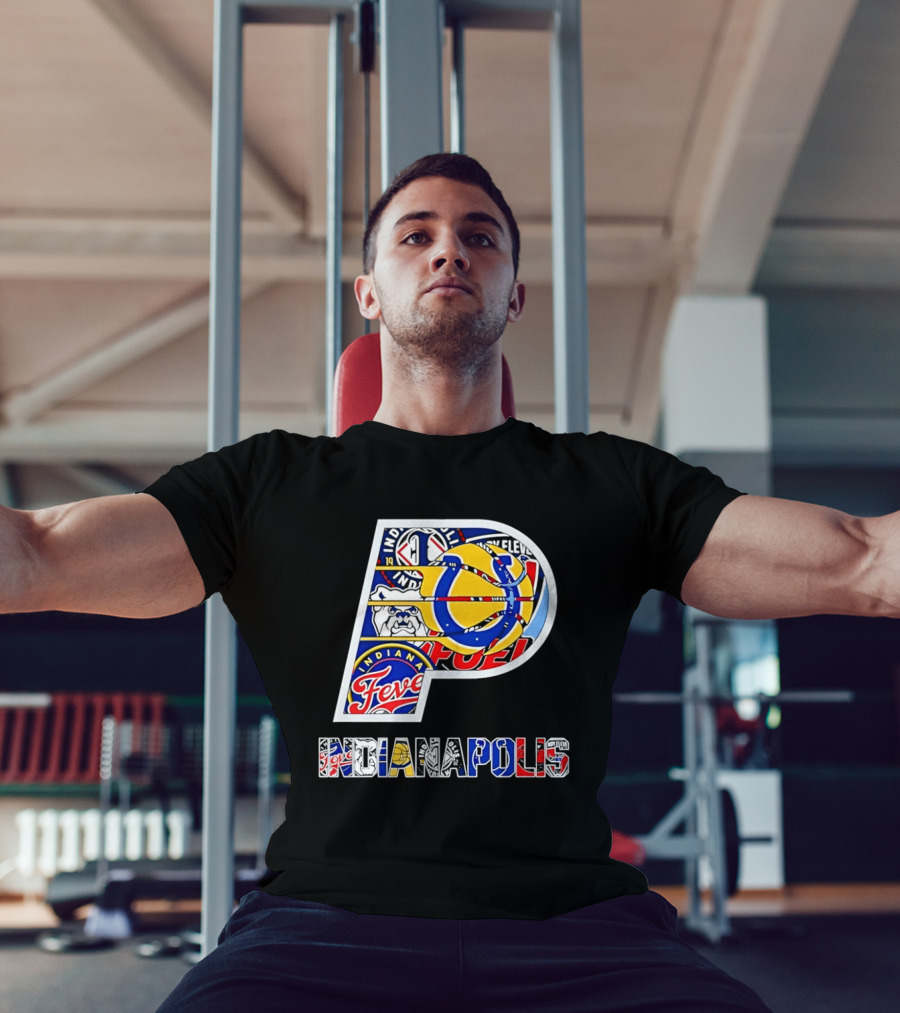 Indiana Pacers Indianapolis Fever Fuel Bulldogs Iconic Sports Collage T-Shirt