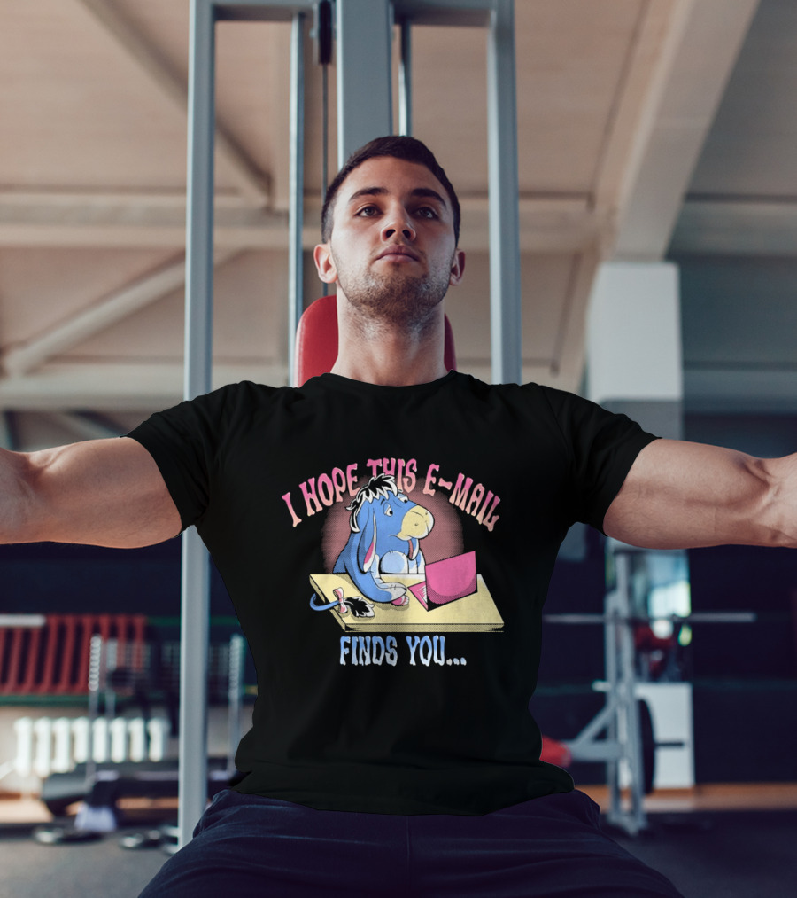 Eeyore I Hope This E Mail Finds You Playful Cartoon Character Working On Laptop T-Shirt