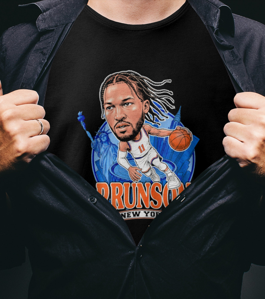 Jalen Brunson New York Knicks Caricature Basketball Limited Edition T-Shirt