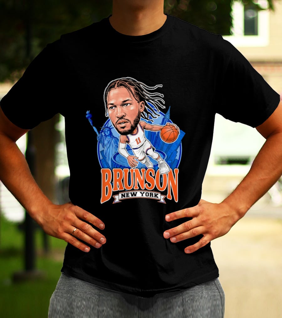 Jalen Brunson New York Knicks Caricature Basketball Limited Edition T-Shirt
