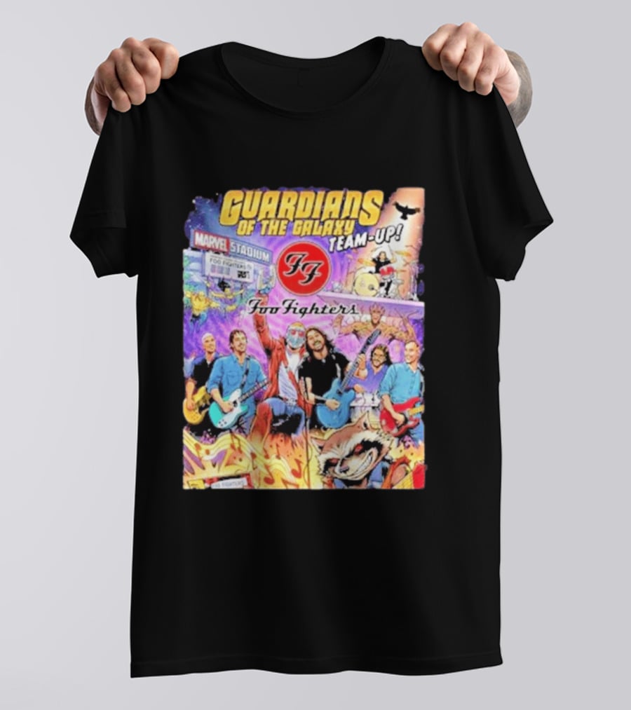 Guardians Of The Galaxy Team Up Foo Fighters Marvel Stadium Wayne Nichols T-Shirt