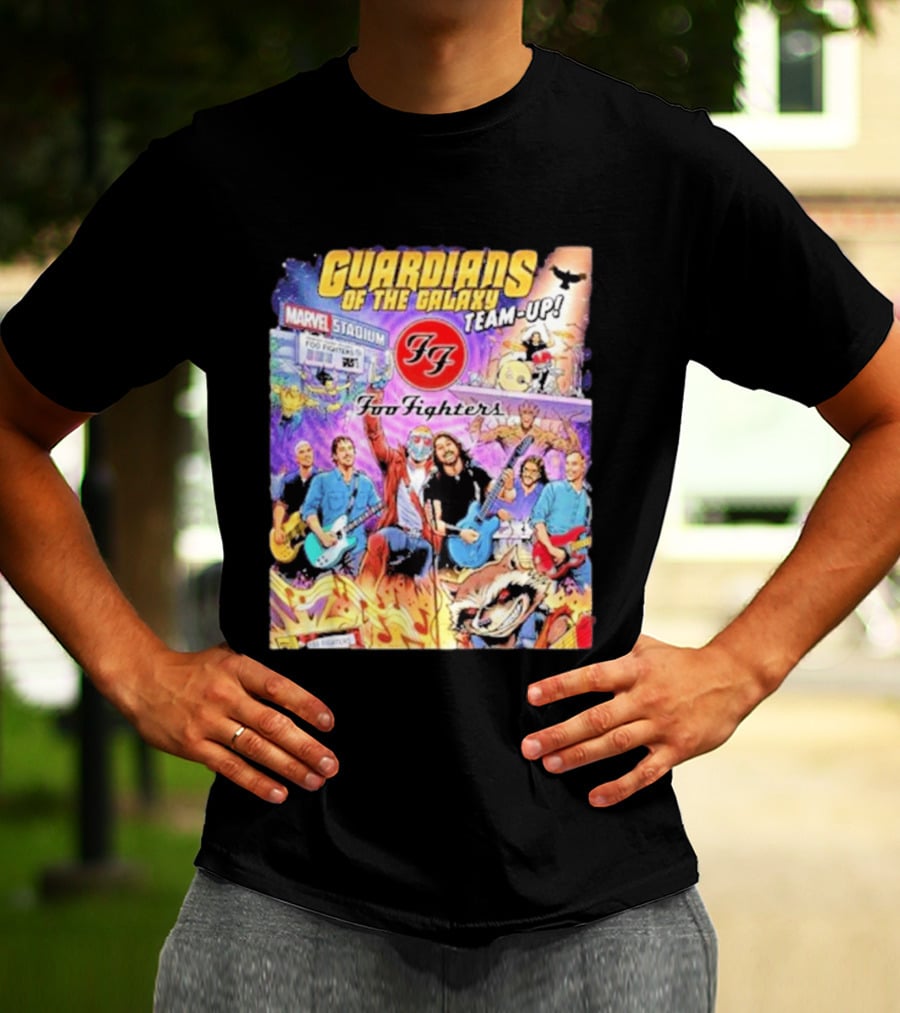 Guardians Of The Galaxy Team Up Foo Fighters Marvel Stadium Wayne Nichols T-Shirt