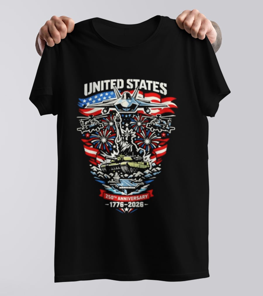 United States 250th Anniversary 1776 2026 Celebration Emblem With Liberty And Fireworks T-Shirt