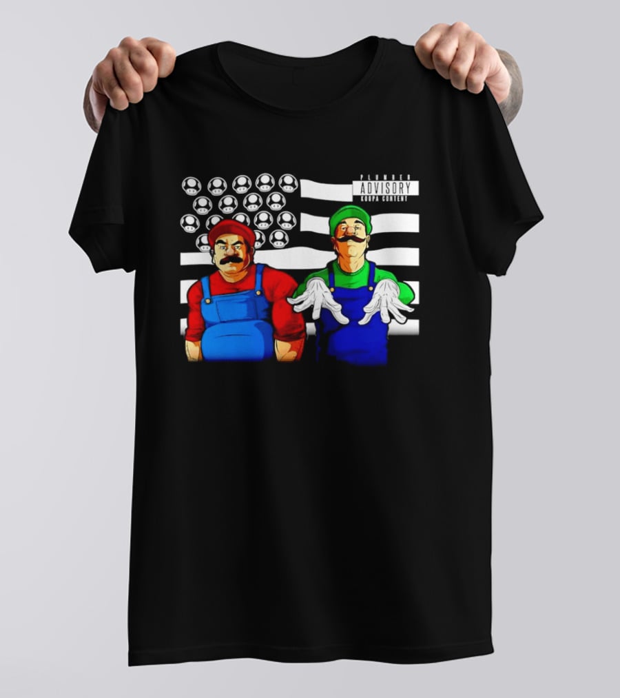 Mario Luigi Plumber Advisory Koopa Mushroom Flag T-Shirt